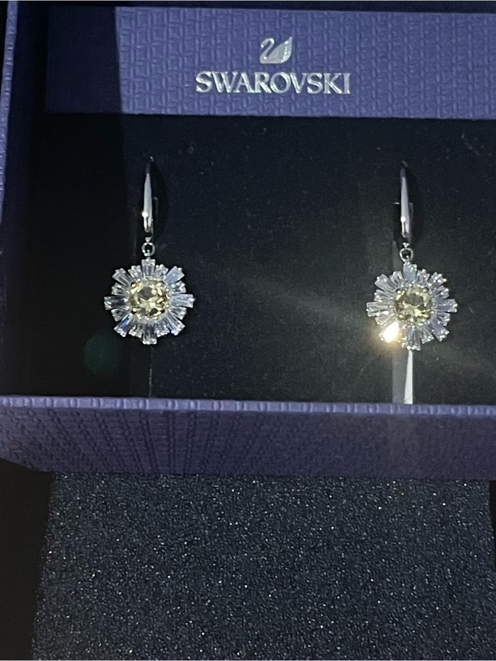 Last One - Swarovski Sunshine Pierced Earrings, White, Rhodium plating - Picture 9 of 15